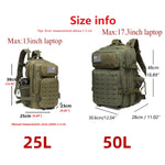 Load image into Gallery viewer, 25L / 50L Tactical MOLLE Backpack – Hunting, Hiking & EDC Rucksack with Dual Bottle Holders