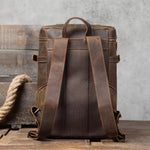 Load image into Gallery viewer, Vintage Crazy Horse Leather Laptop Backpack – Genuine Cowhide Travel & School Bag