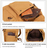 Load image into Gallery viewer, Vintage Canvas & Leather Drawstring Backpack – Military Style School & Daily Rucksack