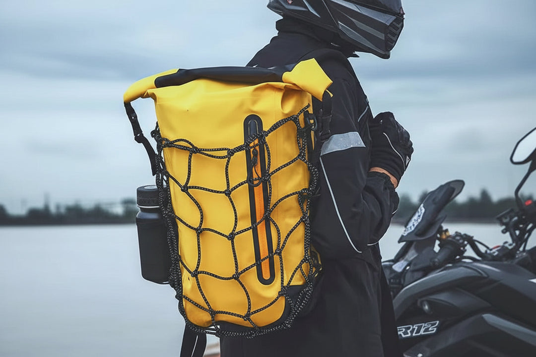 Waterproof Motorcycle Helmet Backpack – Full Face Rider Travel Bag with Reflective Design