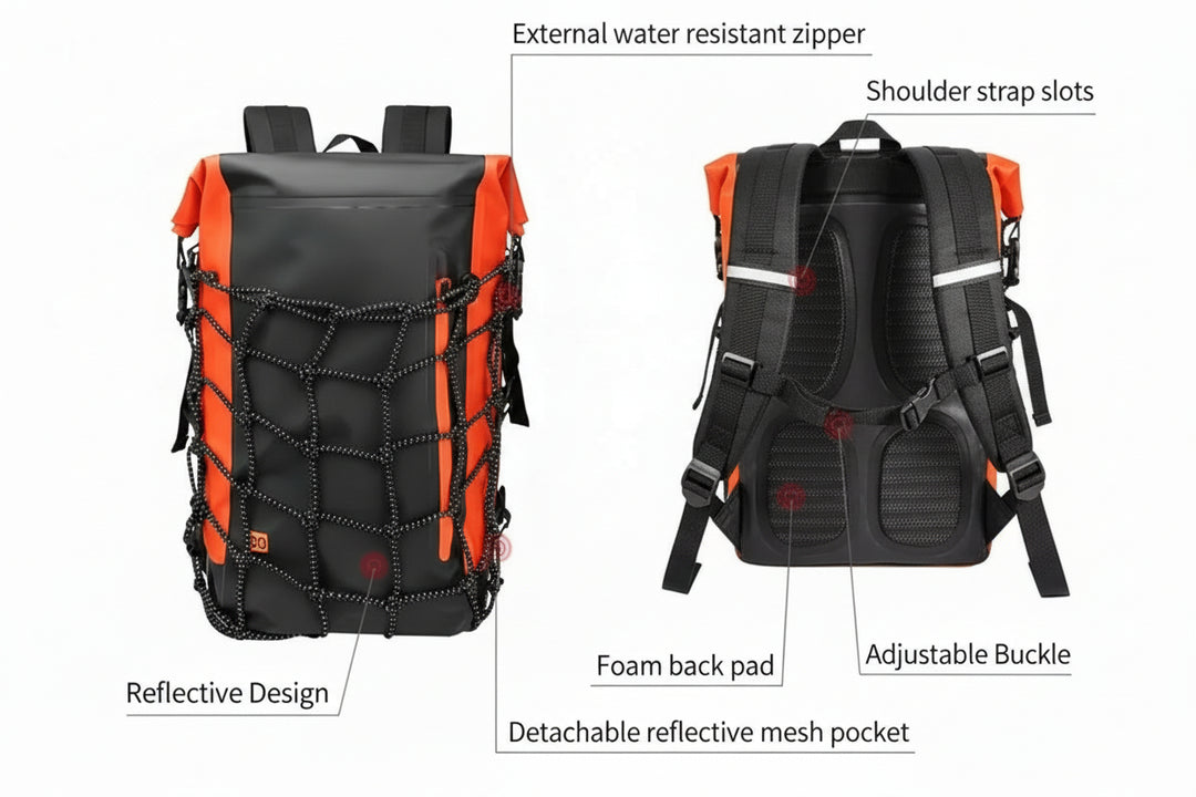 Waterproof Motorcycle Helmet Backpack – Full Face Rider Travel Bag with Reflective Design