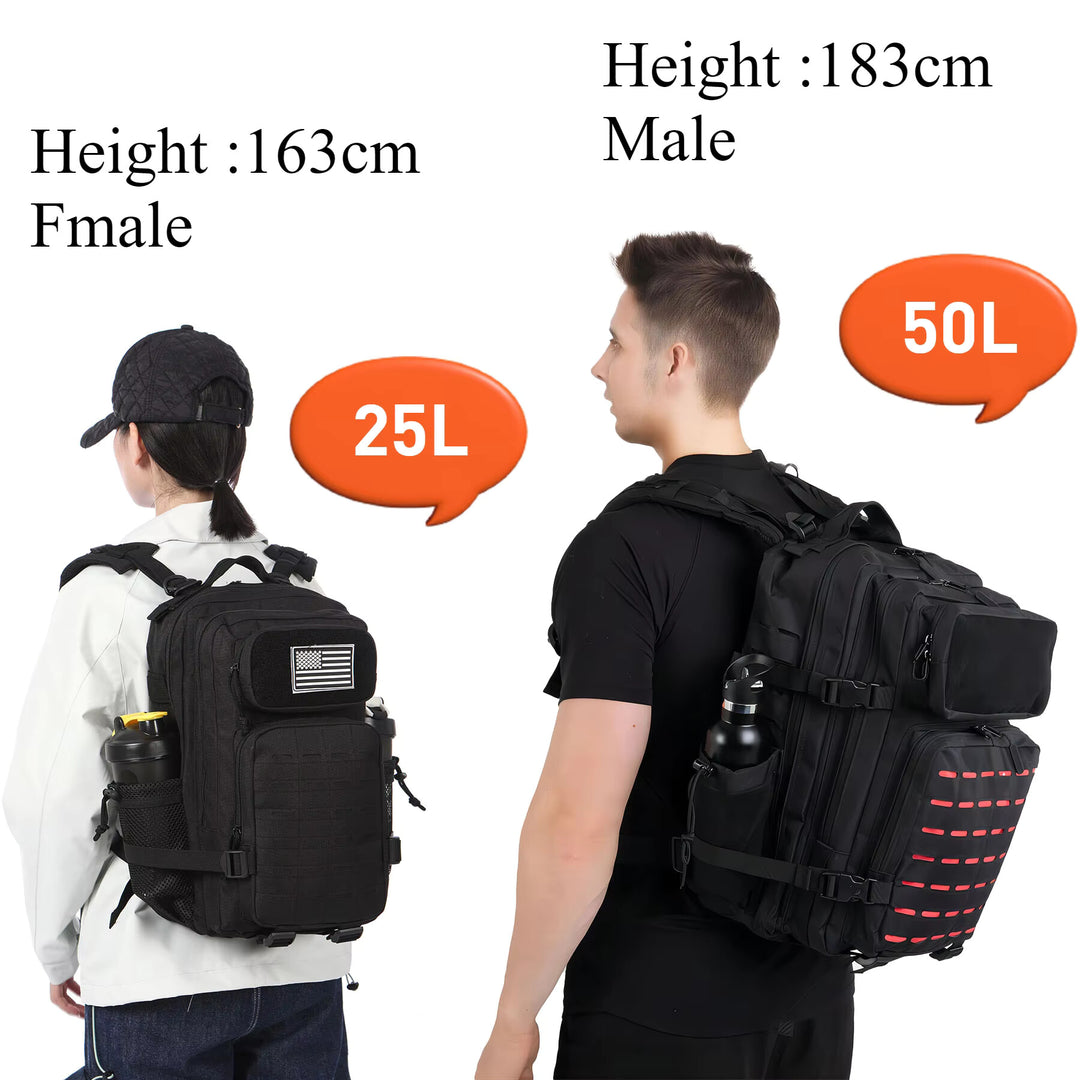 25L / 50L Tactical MOLLE Backpack – Hunting, Hiking & EDC Rucksack with Dual Bottle Holders