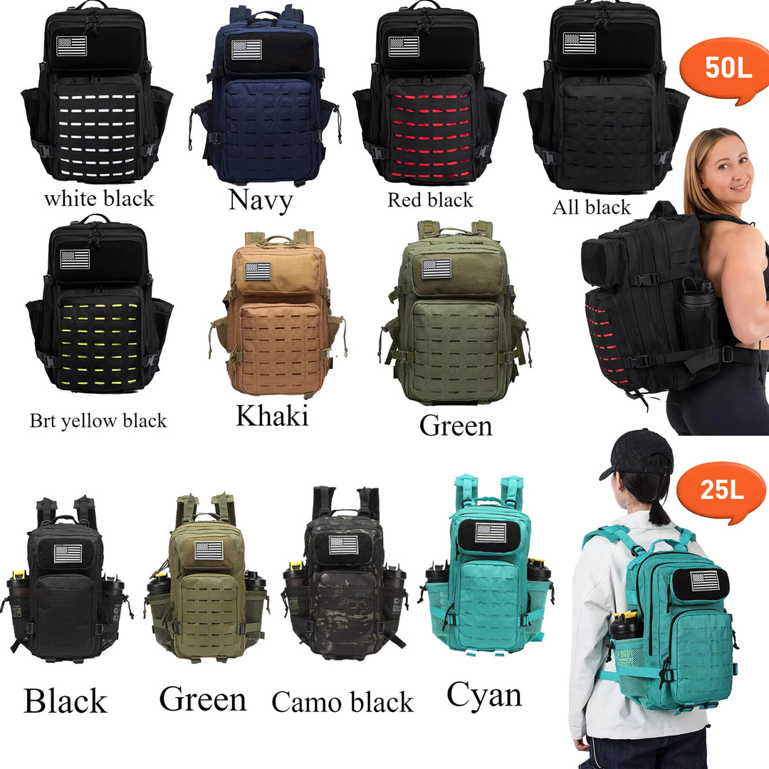 25L / 50L Tactical MOLLE Backpack – Hunting, Hiking & EDC Rucksack with Dual Bottle Holders