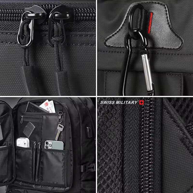 SWISS MILITARY 17.3” Expandable Travel Backpack – Waterproof Large Capacity Laptop & Sports Bag