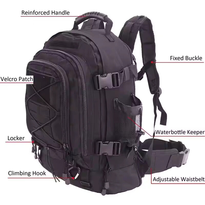 65L Tactical MOLLE Backpack – Waterproof Outdoor Hiking & Camping Rucksack