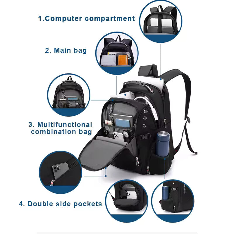 Waterproof 17” / 20” Laptop Backpack with USB Charging & Anti-Theft Lock – Travel & School Rucksack