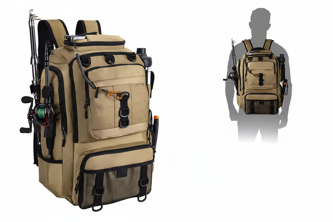 40L Fishing Backpack with Rod Holders – 900D Waterproof Outdoor Tackle Bag