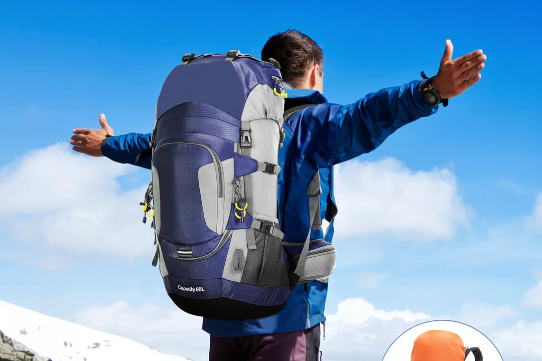 60L Waterproof Hiking Backpack – Camping & Mountain Climbing Rucksack with Rain Cover