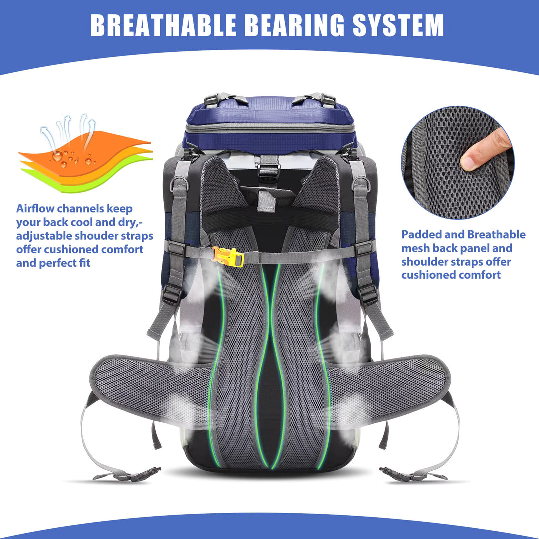 60L Waterproof Hiking Backpack – Camping & Mountain Climbing Rucksack with Rain Cover