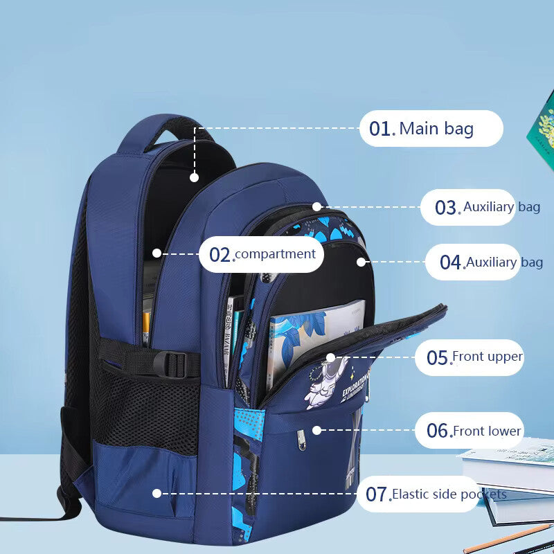 Kids Astronaut School Backpack – Waterproof Primary Book Bag for Boys