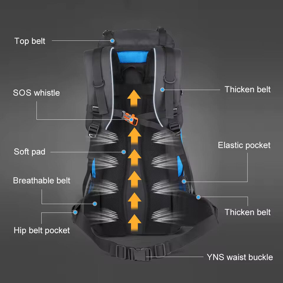65L Waterproof Climbing Backpack – Large Capacity Camping & Trekking Rucksack