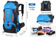 65L Waterproof Climbing Backpack – Large Capacity Camping & Trekking Rucksack