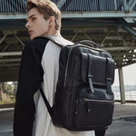 Load image into Gallery viewer, Vintage PU Leather Laptop Backpack – Waterproof Anti-Theft Business Travel Bag (15.6”)
