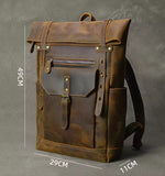 Load image into Gallery viewer, Retro Crazy Horse Leather Backpack – Genuine Cowhide 15.6” Laptop Travel Rucksack