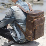Load image into Gallery viewer, Vintage Crazy Horse Leather Laptop Backpack – Genuine Cowhide Travel &amp; School Bag