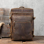 Load image into Gallery viewer, Vintage Crazy Horse Leather Laptop Backpack – Genuine Cowhide Travel &amp; School Bag