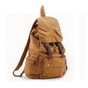 Vintage Canvas & Leather Drawstring Backpack – Military Style School & Daily Rucksack