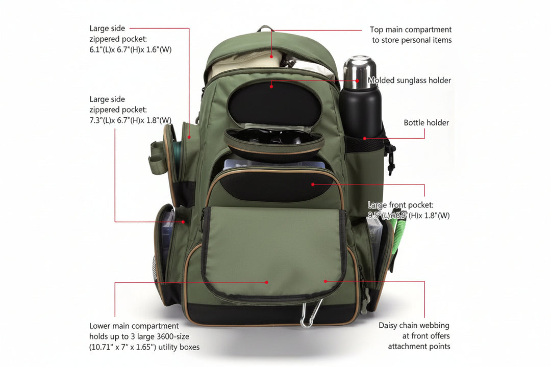 Tactical Fishing Tackle Backpack – Lightweight 600D Multifunctional Angler Bag
