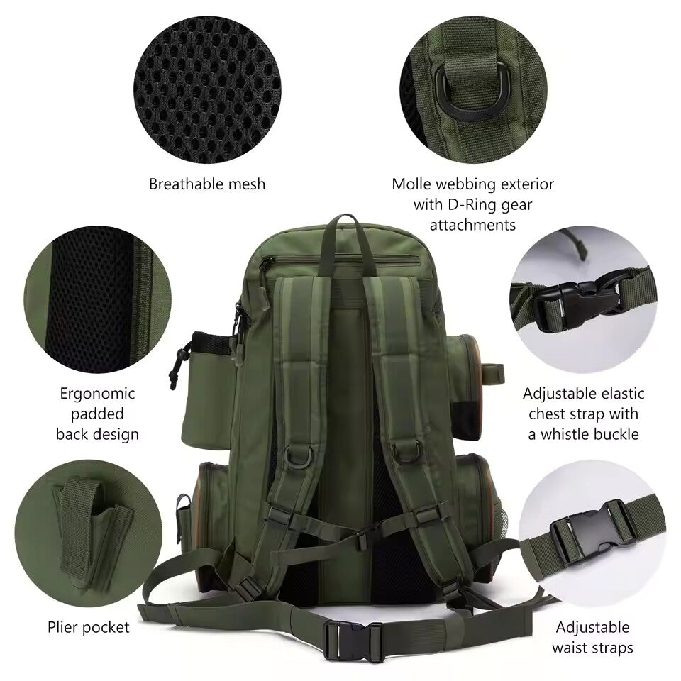 Tactical Fishing Tackle Backpack – Lightweight 600D Multifunctional Angler Bag